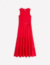 Mila Trim Tiered Jersey Dress-Poppy Red(Petite,2)