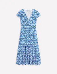 Eloise Tiered Jersey Dress-Gallery Blue. Ivy Trellis(Petite,2)