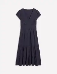 Eloise Tiered Jersey Dress-Navy(Petite,2)