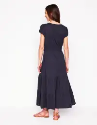 Eloise Tiered Jersey Dress-Navy(Petite,2)