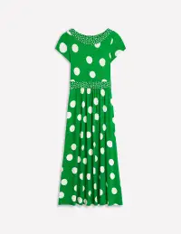 Melanie Jersey Midi Dress-Rich Emerald. Abstract Dot(Petite,2)