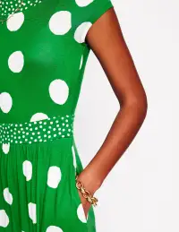 Melanie Jersey Midi Dress-Rich Emerald. Abstract Dot(Petite,2)