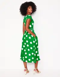 Melanie Jersey Midi Dress-Rich Emerald. Abstract Dot(Petite,2)