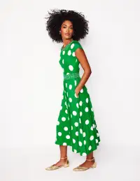 Melanie Jersey Midi Dress-Rich Emerald. Abstract Dot(Petite,2)