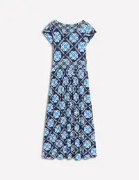Melanie Jersey Midi Dress-French Navy. Baroque Tile(Petite,2)