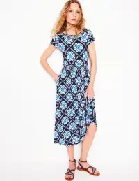 Melanie Jersey Midi Dress-French Navy. Baroque Tile(Petite,2)