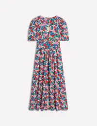 Lillian Cotton Midi Dress-Multi. Painterly Meadow(Petite,2)