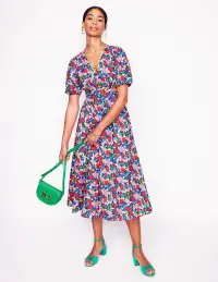 Lillian Cotton Midi Dress-Multi. Painterly Meadow