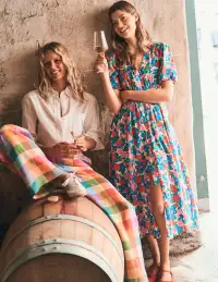 Lillian Cotton Midi Dress-Multi. Painterly Meadow(Petite,2)