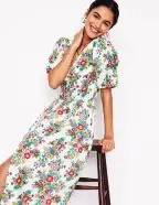 Lillian Cotton Midi Dress-Multi. Bouquet Cluster(Petite,2)