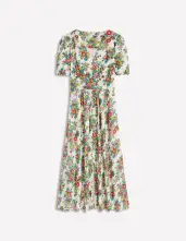 Lillian Cotton Midi Dress-Multi. Bouquet Cluster(Petite,2)