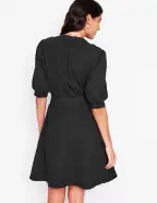 Ada Double Cloth Short Dress-Black(Petite,2)