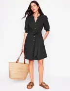 Ada Double Cloth Short Dress-Black(Petite,2)