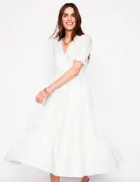 Anna Double Cloth Midi Dress-White