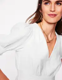 Anna Double Cloth Midi Dress-White(Petite,2)