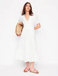 Anna Double Cloth Midi Dress-White(Petite,2)