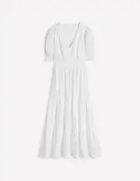 Anna Double Cloth Midi Dress-White(Petite,2)