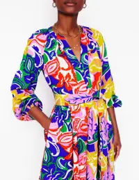 Faye Double Cloth Dress-Multi. Foliage Twirl(Petite,2)