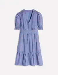 Anna Linen Short Dress-Authentic Blue Chambray(Petite,2)