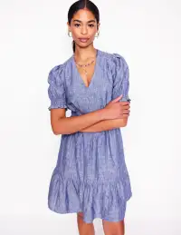 Anna Linen Short Dress-Authentic Blue Chambray(Petite,2)