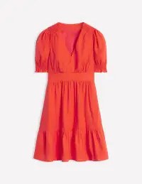 Anna Linen Short Dress-Firecracker Red(Petite,2)