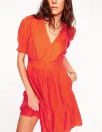 Anna Linen Short Dress-Firecracker Red(Petite,2)
