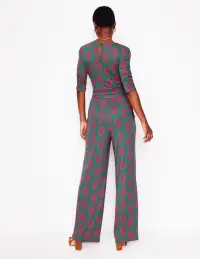 Ruched Waist Jumpsuit-Green. Paisley Heart(Petite,2)