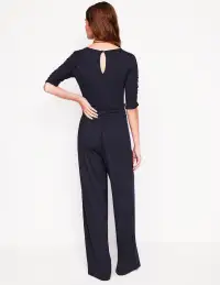 Ruched Waist Jumpsuit-Navy(Petite,2)