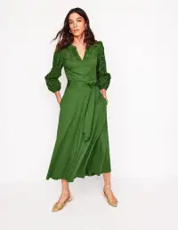 Eden Broderie Jersey Dress-Promenade Green