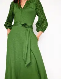 Eden Broderie Jersey Dress-Promenade Green(Petite,2)