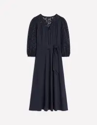 Eden Broderie Jersey Dress-Navy(Petite,2)