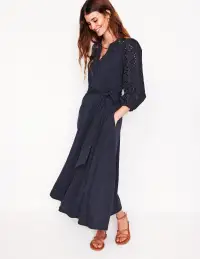 Eden Broderie Jersey Dress-Navy(Petite,2)
