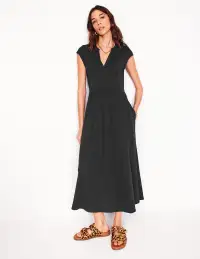 Chloe Jersey Midi Dress-Black(Petite,2)