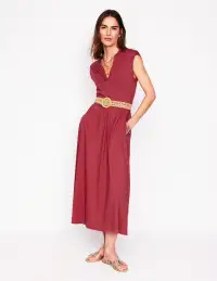 Chloe Jersey Midi Dress-Terracotta Red(Petite,2)