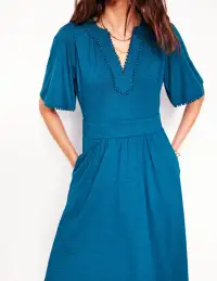 Maddie Trim Jersey Dress-Harbour Blue(Petite,2)