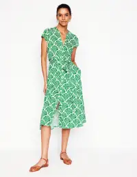 Sara Jersey Shirt Dress-Rich Emerald. Blossomy(Petite,2)