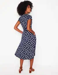 Sara Jersey Shirt Dress-French Navy. Abstract Dot(Petite,2)