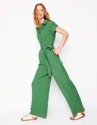 Colette Double Cloth Jumpsuit-Paradise Green(Petite,2)