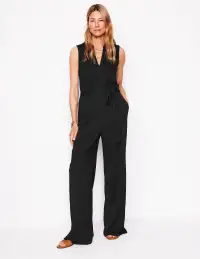 Naomi Notch Jersey Jumpsuit-Black(Petite,2)