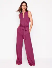 Naomi Notch Jersey Jumpsuit-Plum Purple(Petite,2)