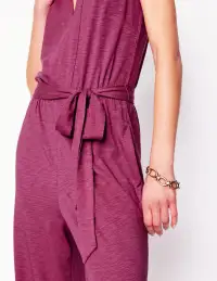 Naomi Notch Jersey Jumpsuit-Plum Purple(Petite,2)