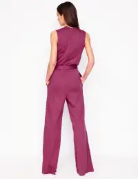 Naomi Notch Jersey Jumpsuit-Plum Purple(Petite,2)