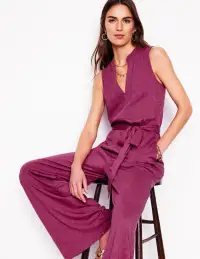 Naomi Notch Jersey Jumpsuit-Plum Purple(Petite,2)