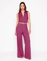 Naomi Notch Jersey Jumpsuit-Plum Purple(Petite,2)