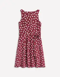 Anya Sleeveless Linen Dress-Chestnut. Abstract Dot(Petite,2)
