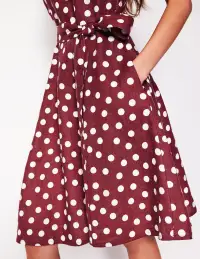 Anya Sleeveless Linen Dress-Chestnut. Abstract Dot(Petite,2)