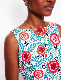 Anya Sleeveless Linen Dress-Multi. Foliage Scatter(Petite,2)