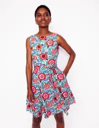 Anya Sleeveless Linen Dress-Multi. Foliage Scatter(Petite,2)