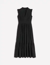 Wren Double Cloth Midi Dress-Black(Petite,2)