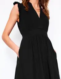 Wren Double Cloth Midi Dress-Black(Petite,2)